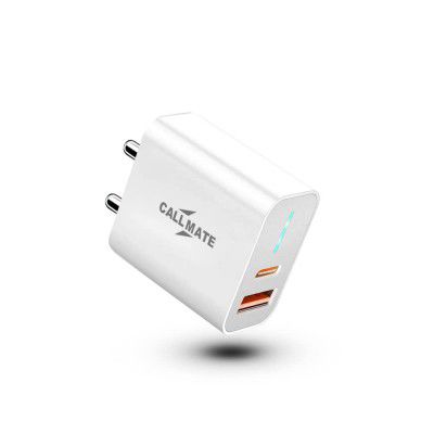 CALLMATE 20W Dual Port Super Fast Charging Wall Adapter Quick Charge 3.0 & Power Delivery 3.0 Compatible