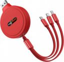 Callmate 3-in-1 Cable 1 m Tricord Retractable Charging Cable for Lightning, Type-C, Micro Devices  (Compatible with Smartphone, Red, One Cable)...