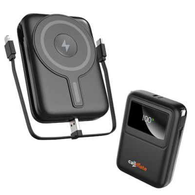 CALLMATE Energybot 10000mAh Wireless Power Bank  (Black, Type C & Light-ning in Built Cable Included)