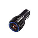 Callmate LZ-348 QC 3.0 Metallic Car Charge Dual Port Quick Fast Charging Port 18W with Multi-Protection for Apple & Android Devices (Black)...