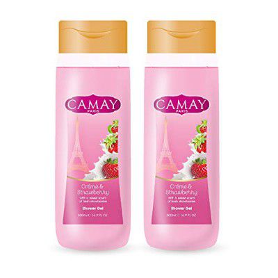Camay Crème & Strawberry Shower Gel, 500 ml (Pack of 2)