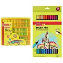 Camel Oil Pastel With Reusable Plastic Box - 50 Shades & Camlin Kokuyo Brush Pens, 24 Shades (Multicolor)...
