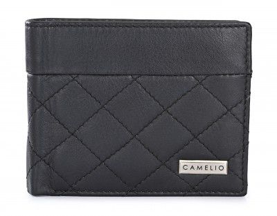 Camelio Black Quilted Leather Men's Wallet