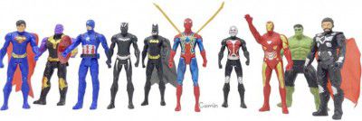 camin Avengers Superhero Action Figure Set of 10 Superheroes Toys (Multicolor)