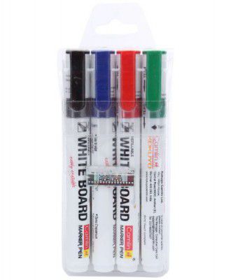 Camlin PB White Board Marker - Pack of 4 Assorted Colors (Black, Blue, Red, Green)