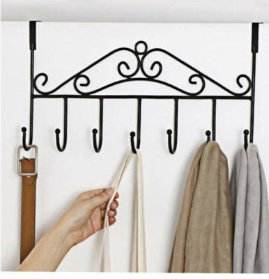 cammer Multi Alloy Steel Functional Steel Over The Door Hook Hanger - Black (7 Hook) Door Hanger