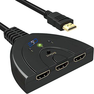 C&E CNE26210 HDMI 3-in-1 Out Auto Switch with 1.5ft Cable (Black)