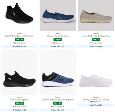 Ajio Footwear Loot : Upto 61% off on Campus Men's Shoes | Starts @Rs 499