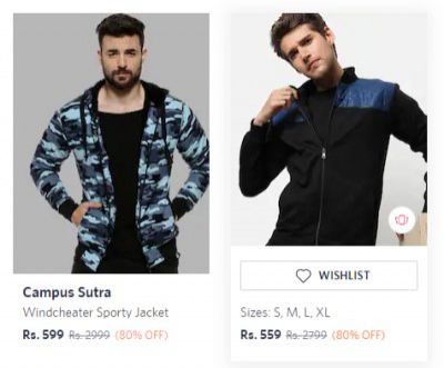 Campus Sutra Jacket upto 80% off