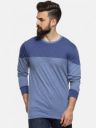 Campus Sutra Men Blue Colourblocked Round Neck T-shirt...