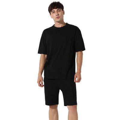 Campus Sutra Men's Cotton Blend Solid Overd Co-Ord Set for Casual Wear