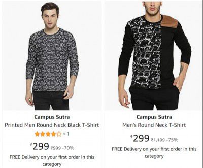 Campus Sutra Men's Tshirts & Polo @ Minimum 70% Off