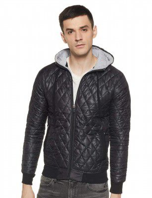 Campus Sutra Mens Vegan Leather Regular Fit Cotton Jacket for Winter Wear Standing Collar Full Sleeve | Zipper | Casual Jacket for Man | Western Stylish Jacket for Men