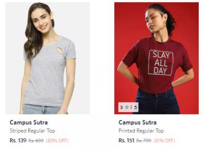 Campus Sutra Top Starts ₹202 | Upto 83% Off