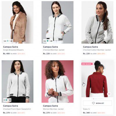 Campus Sutra Women's Jackets ₹321 | Upto 86% Off