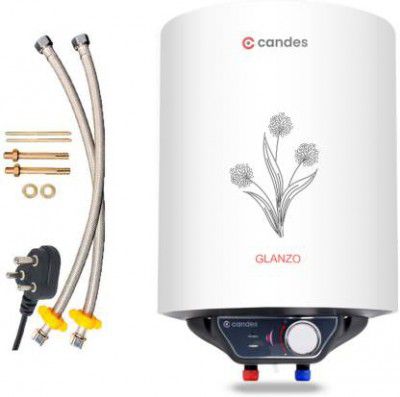 Candes 10 L Storage Water Geyser (Glanzo GlassLine, White)