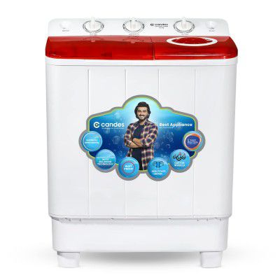 Candes 6.5 kg Semi Automatic Top Load Washing Machine (2 Wash Program, Heavy Moter, Low Water Consumption, 5 Year Warranty on Moter), Maroon Red (CTPL65PL1SWM) 2023