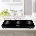 Candes 6mm Toughened Glass 3 Burner Gas Stove | Manual Ignition & Die Cast Alloy Tornado Burner | LPG Compatible...