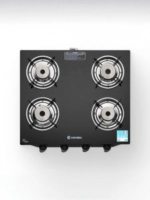 Candes Black Glass 4 Burner Gas Stove