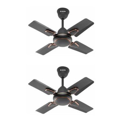 Candes Brio Turbo 600 mm/24-inch Small Ceiling Fans | 2 Yr Warranty | Smoke Brown (Pack of 2)