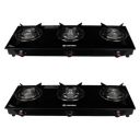 Candes Toughened Glass 3 Burner Manual Gas Stove |Die Cast Alloy Tornado Burner | Glass Gas stove 3 Burner | LPG Compatible |ISI Certified | Door Step Service, 300 Days Warranty| Pack of 2...
