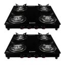 Candes Toughened Glass 4 Burner Manual Gas Stove |Die Cast Alloy Tornado Burner |Gas Stove 4 Burners | LPG Compatible |ISI Certified | Door Step Service, 300 Days Warranty| Pack of 2...