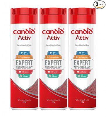 Candid Activ Sweat Control Talc - 100 G, 3 Piece, White