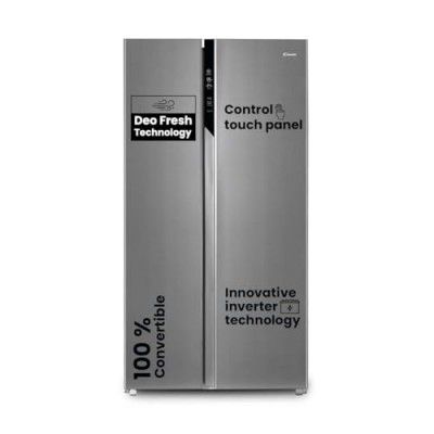 [Extra Rs.9500 Off] CANDY 602 L Frost Free Side by Side Refrigerator (Shiny Steel, CSS6600TS)
