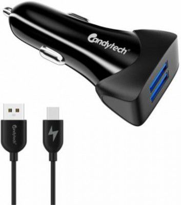 Candytech 36 W Qualcomm Certified Turbo Car Charger (Black, With USB Cable)