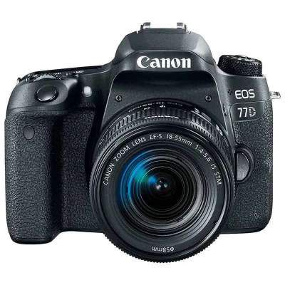 Canon 24.2 MP DSLR Camera Body with 18 - 55 mm Lens (EOS 77D, Black)