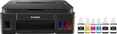 [Extra Rs2220 Off] Canon PIXMA MegaTank/Ink Efficient G2012 Multi-function Color Ink Tank Printer (6 Ink Bottles Included)
