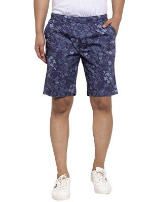 Cantabil Men Floral Printed Regular Fit Shorts for Men | Casual Wear Shorts for Men | Shorts for Men (CTB1106-NAVY$)