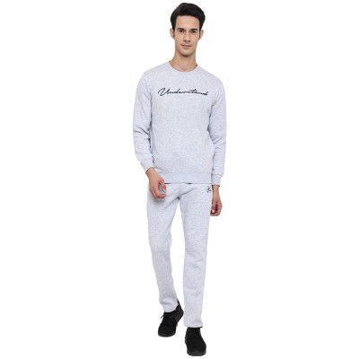 Cantabil Men Solid Full Sleeve Round Neck Regular Fit Track Suit For Winter Wear | Casual Winter Wear Tracksuit For Men | Track Suit For Men (P_MTRS00007_GREYMELANGE)