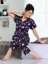 Capasino Women Printed Dark Blue Shirt & Pyjama Set...
