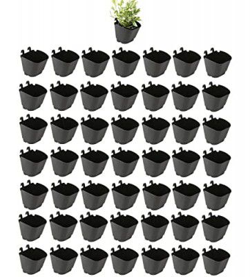 CAPPL Plastic Vertical Garden Wall Hanging Pot, (Black, Standard, 50 Pieces)