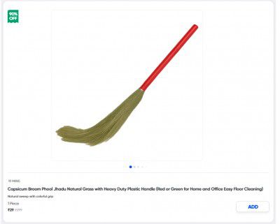 Capsicum Grass Broom with Heavy-Duty Handle | Easy Floor Cleaning