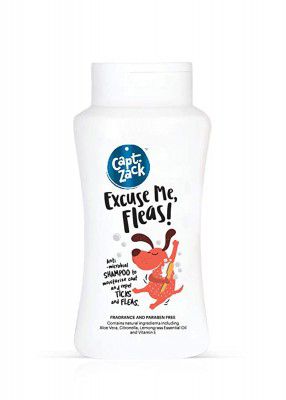 Captain Zack Excuse Me, Fleas! Anti-Microbial & pH Balanced Dog Shampoo 200 ml | Protects Against Ticks, Fleas & Lice. Natural Moisturizing Shampoo to Maintain Overall Skin Health