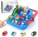 Car Adventure Race Track with Parking Lot- Playsets for Toddler- Simulating Driving Steering Wheel Musical Toys for Boys & Girls 3 4 5 6 7 8 Years Old...