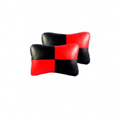 Adwait Car Sqaure RED Black Faux Leather Neck Rest
