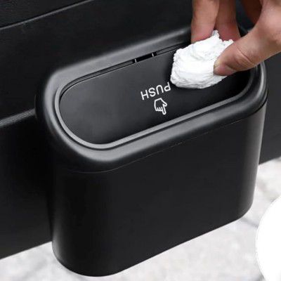 Car Trash Bin with Push Lid and Detachable Hook (Pack of 1)