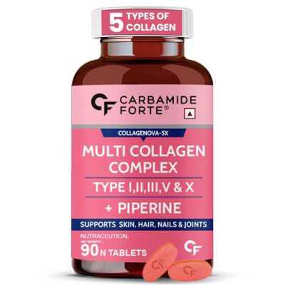Carbamide Forte Collagen Supplements with Multi Collagen Tablets for Women & Men - 90 Tablets