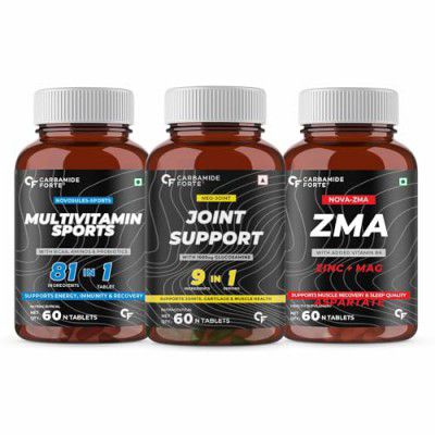 Carbamide Forte Multivitamin for Sports+Joint Support Supplement Glucosamine+ZMA-Zinc, Magnesium Aspartate & Vitamin Combo Pack