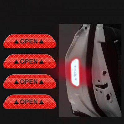 Careflection Car Door Reflective Open Warning Safety Sticker (Red), Plastic