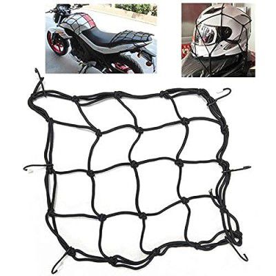 CareFlection Universal Bungee Cargo Luggage Net Holder - Strong and Elastic 30 x 30cm Mesh Soft Rope Straps for Holding Bags, Helmet, Luggage or Box for Bikes, Scooter, Cycle, Cars (Water Proof) Black