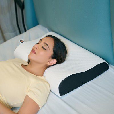 CareFoam Memory Foam Cervical Neck Pillow | 2 Years Warranty | Queen 19 x 11 x 3.5 Inch | White Jacquard Cover | Pack of 1