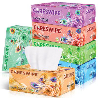 Careswipe 2 Ply Face Tissue Paper 600 Pulls 1200 Sheets | 100 Pulls Pack of 6