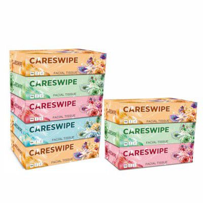 Careswipe 2 Ply Face Tissue Paper Box-100 Pulls Each Box (200 Sheets) Pack of 8-Total