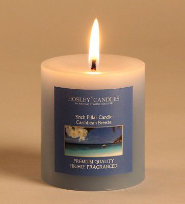 Caribbean Breeze Blue Pillar Candle