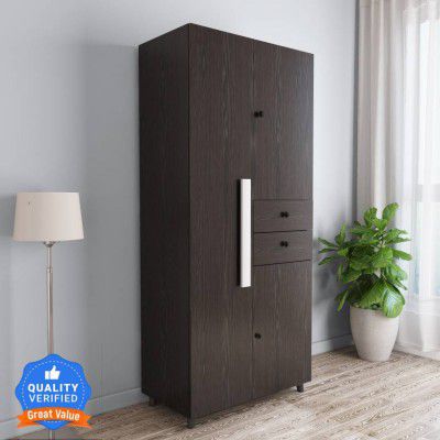 CARLTON LONDON Engineered Wood 3 Door Wardrobe (Finish Color - Wenge, Knock Down)