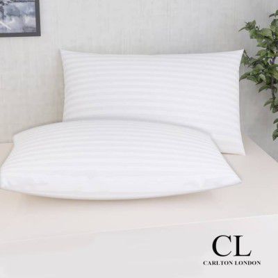 CARLTON LONDON Microfibre Stripes Sleeping Pillow Pack of 2 (White)